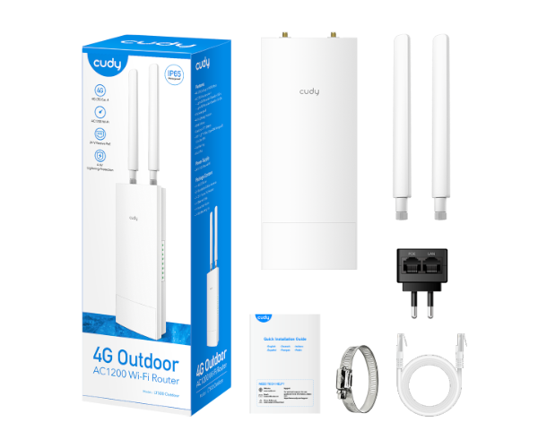 נתב מוקשח אלחוטי כולל מודם סלולרי CUDY LT500 OUTDOOR 4G LTE